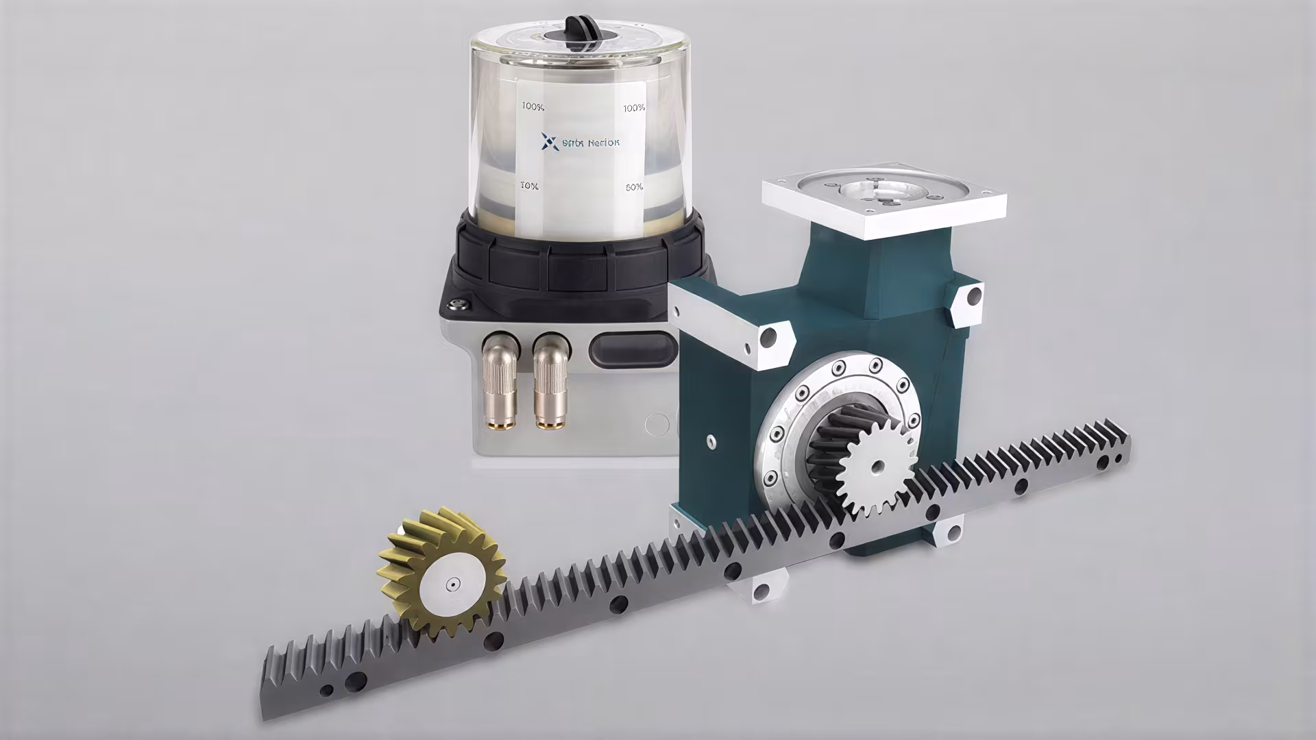 Zahnstangenantrieb mit Servogetriebe und Schmiersystem – WMH Herion
